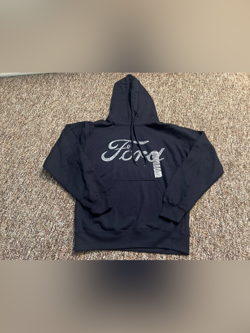Ford Tee Luv Men’s Navy Hooded Comfy Lightweight Sweatshirt Size Small New